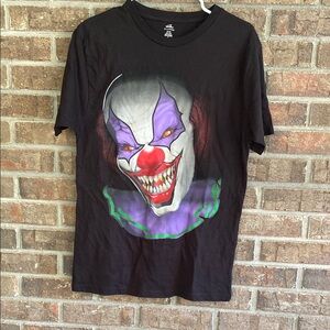 Black Unisex T-Shirt with Creepy Clown Graphic NWOT